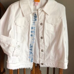 Ruby Rd. white 3/4 sleeve denim jacket
